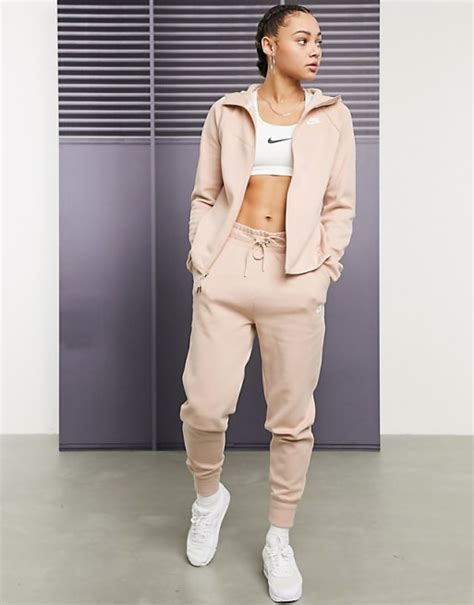 nike tech fleece anzug beige damen